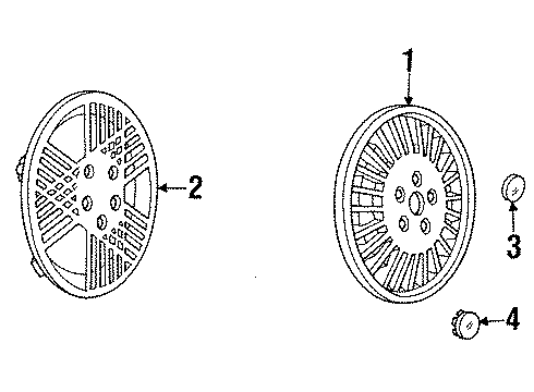 1991 Pontiac Grand Am Wheel Covers & Trim Center Cap Diagram for 22542855