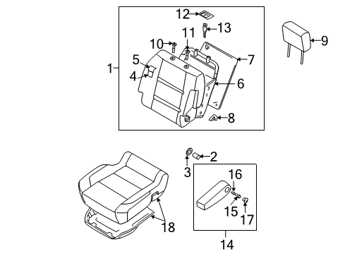 2005 Nissan Titan Front Seat Components Pad-Front Seat Back Diagram for 87611-ZH000