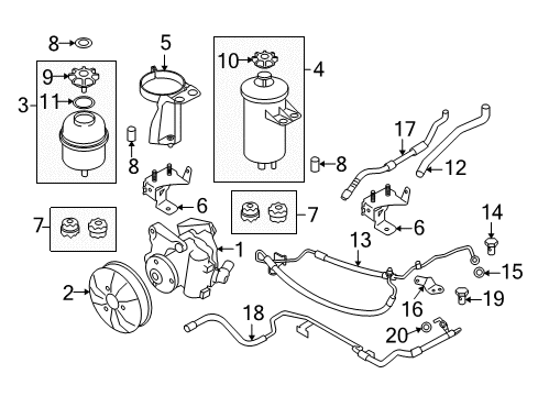 2008 BMW 535xi P/S Pump & Hoses, Steering Gear & Linkage Power Steering Pump Diagram for 32416776836