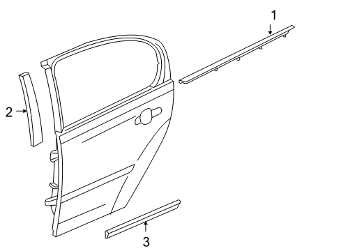 2009 Pontiac G6 Exterior Trim - Rear Door Applique Asm-Rear Side Door Window Frame Front LH Diagram for 15233635