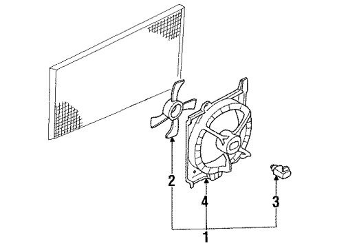 1992 Nissan NX Cooling System, Radiator, Water Pump, Cooling Fan Motor Assembly Fan & SHROUD Diagram for 21481-60R00