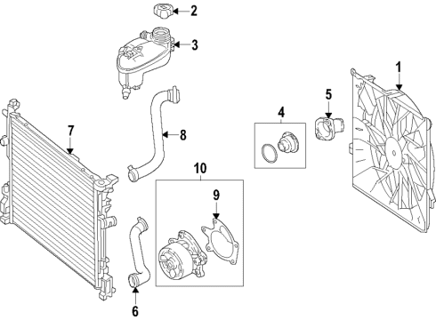 2021 Nissan Sentra Cooling System, Radiator, Water Pump, Cooling Fan Motor & Fan Assy-W/Shroud Diagram for 21481-6LB0B