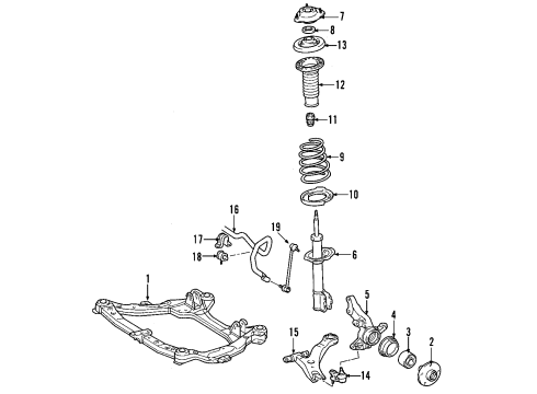 2013 Toyota Highlander Front Suspension Components, Lower Control Arm, Stabilizer Bar Strut Bumper Diagram for 48331-0E020