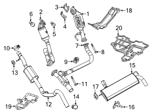 2020 Jeep Wrangler Exhaust Components Exhaust Catalyst Converter Diagram for 68252389AG