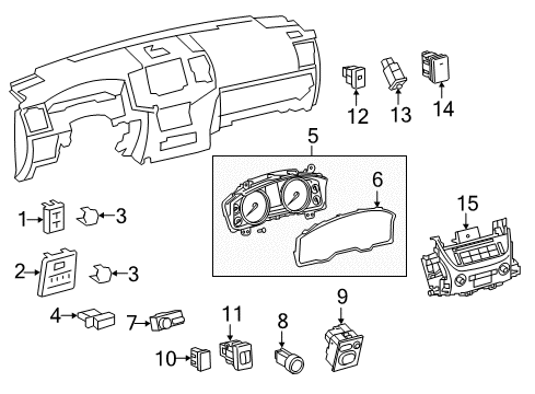 2020 Toyota Land Cruiser Headlamp Washers/Wipers Glass, Combination Meter Diagram for 83852-6AV20