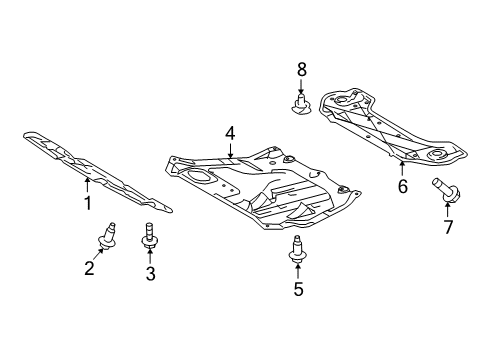 2011 Toyota Highlander Splash Shields Front Shield Diagram for 51441-0E060