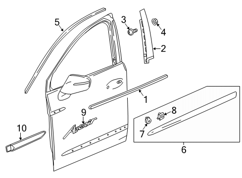 2020 Buick Enclave Exterior Trim - Front Door Reveal Molding Diagram for 23204996