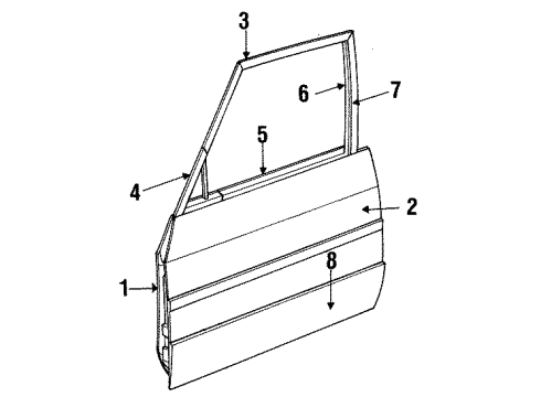 1992 Oldsmobile Custom Cruiser Front Door & Components, Exterior Trim Molding Asm-Front Side Door Window Upper Reveal *Black Diagram for 16616077