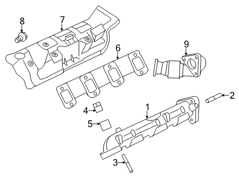 2020 Ford F-350 Super Duty Exhaust Manifold Manifold Gasket Diagram for LC2Z-9448-A