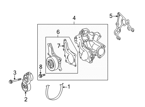 2010 Toyota Venza Belts & Pulleys Water Inlet Diagram for 16032-36020