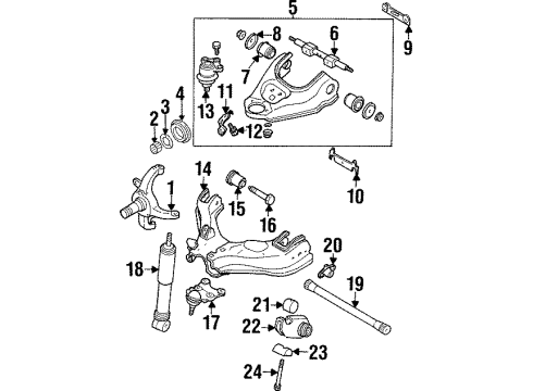 1996 Isuzu Rodeo Front Suspension Components, Lower Control Arm, Upper Control Arm, Stabilizer Bar, Locking Hub Arm, Control (Upper) Diagram for 8-94374-418-5