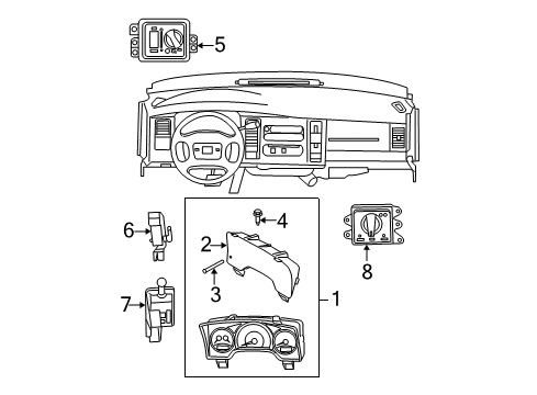 2006 Dodge Dakota Cluster & Switches Cluster Diagram for 56044902AO