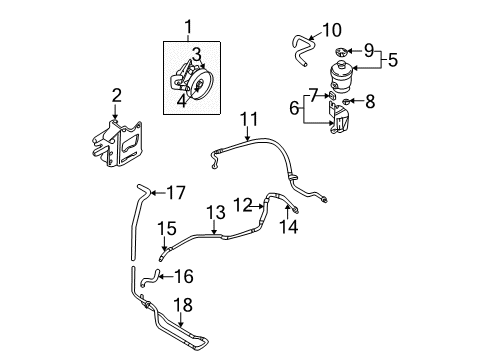 2002 Hyundai Santa Fe P/S Pump & Hoses, Steering Gear & Linkage Pump Assembly-Power Steering Oil Diagram for 57100-26200