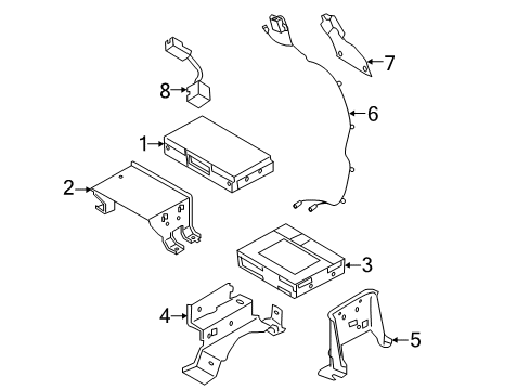 2016 Infiniti QX50 Communication System Components Bracket Diagram for 25233-JK62A