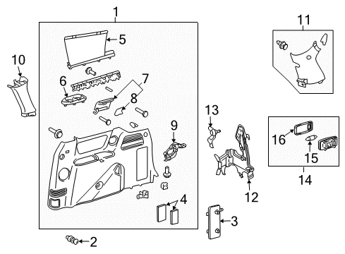 2004 Toyota Sienna Interior Trim - Side Panel Front Trim Diagram for 62550-08090-B0