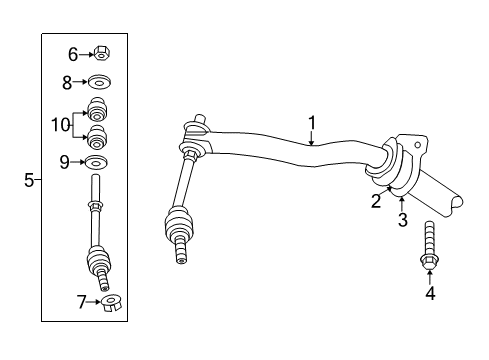 2009 Dodge Ram 1500 Stabilizer Bar & Components - Front Bar-Front Diagram for 55398936AF