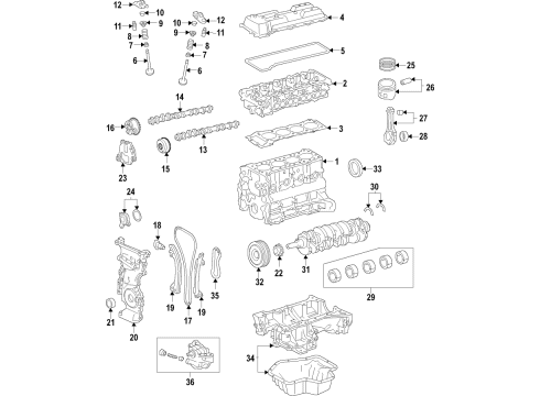 2021 Toyota GR Supra Engine Parts, Mounts, Cylinder Head & Valves, Camshaft & Timing, Variable Valve Timing, Oil Cooler, Oil Pan, Oil Pump, Crankshaft & Bearings, Pistons, Rings & Bearings Exhaust Camshaft Diagram for 13502-WAA01