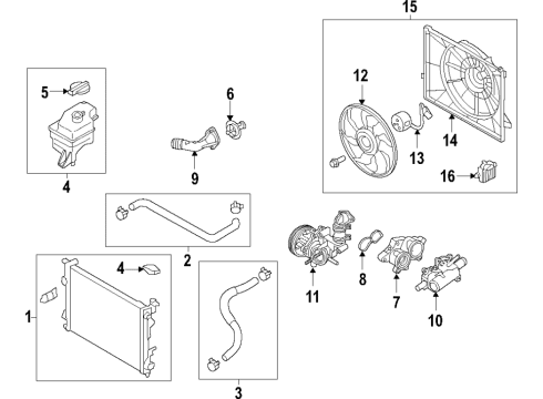 2021 Kia Niro Cooling System, Radiator, Water Pump, Cooling Fan Blower Assembly Diagram for 25380-G2000