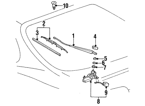 1996 Toyota Supra Wiper & Washer Components Rear Wiper Arm Assembly Diagram for 85241-14020