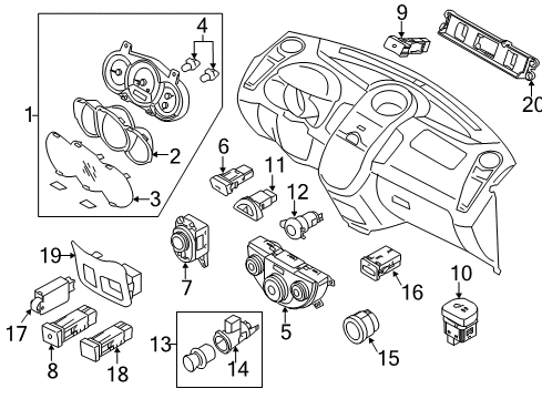 2010 Kia Soul A/C & Heater Control Units Cluster Assembly-Instrument Diagram for 940012K310