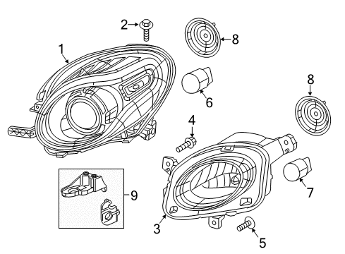 2015 Fiat 500L Bulbs Bulb Diagram for 68093594AA
