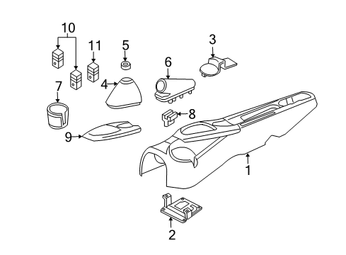2000 Ford Focus Center Console Rear Cover Diagram for YS4Z54044F68AAD