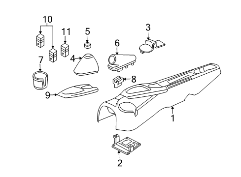 2003 Ford Focus Center Console Console Panel Diagram for 3S4Z-54045A36-DAB