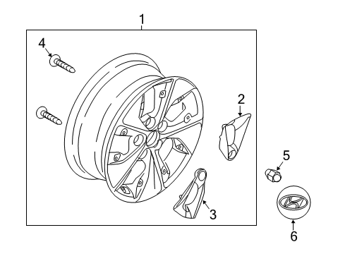 2018 Hyundai Ioniq Wheels Aluminium Wheel Assembly Diagram for 52905-G7210