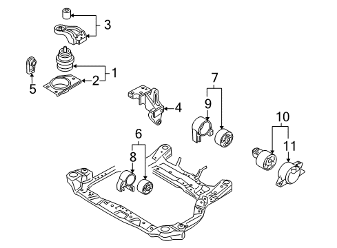 2006 Kia Rio5 Engine & Trans Mounting Bracket-Front Cab Mounting Diagram for 219111G000