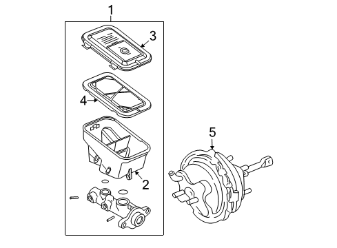 2003 Chevrolet Astro Dash Panel Components Cylinder Asm, Brake Master (1/2" & 9/16" Pipe Outlets) Diagram for 18047529