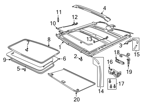 2003 Ford F-250 Super Duty Sunroof Sunshade Diagram for 3C3Z-78519A02-AAA