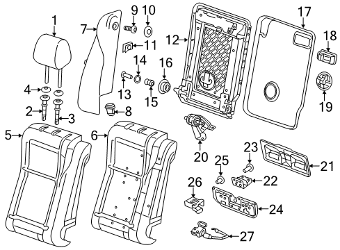 2019 Buick Cascada Rear Seat Components Molding Screw Diagram for 11570024