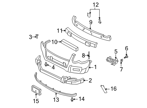 2006 Ford Explorer Front Bumper Front Molding Diagram for 6L2Z-16038-AAA
