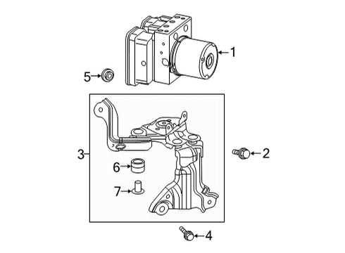 2021 Toyota RAV4 Prime ABS Components Mount Bracket Diagram for 44590-42190
