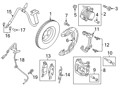 2019 Lincoln Continental Brake Components Caliper Assembly Diagram for G3GZ-2B121-A