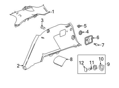 2021 GMC Terrain Interior Trim - Quarter Panels Bezel Diagram for 23243153