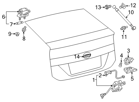 2014 Toyota Prius Plug-In Lift Gate - Lock & Hardware Mount Bracket Diagram for 68945-47010