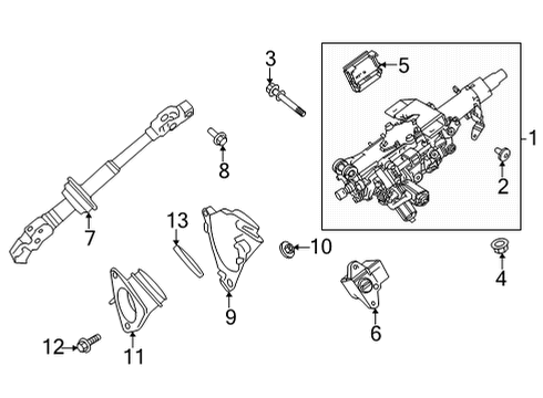 2021 Toyota Venza Steering Column & Wheel, Steering Gear & Linkage Clamp, Bolt Diagram for 45238-11010