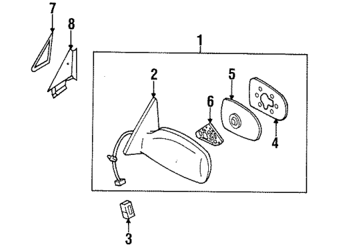 1996 Nissan Sentra Outside Mirrors Mirror-Door LH Diagram for 96302-F4300