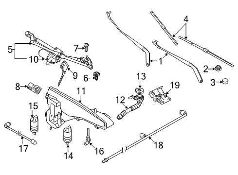 2016 BMW X6 Wiper & Washer Components Wiper Motor Diagram for 61617350336