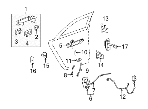 2012 Cadillac CTS Rear Door - Lock & Hardware Lock Rod Diagram for 15864408