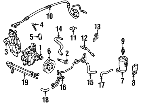 1998 Acura CL Powertrain Control Bolt, Power Steering Pump Adjusting Diagram for 56995-P0A-000