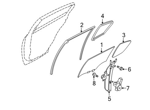 2012 Infiniti G37 Rear Door - Glass & Hardware Glass Run-Rear Door Window, LH Diagram for 82331-JK00B