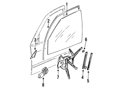 1994 BMW 318i Door & Components Right Window Guide Diagram for 51328213982