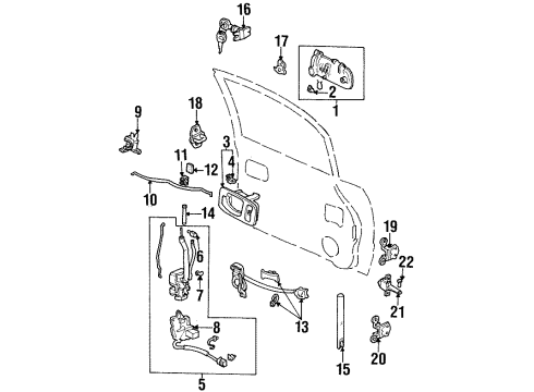 1995 Honda Odyssey Front Door Regulator, Right Front Door Diagram for 72211-SX0-305