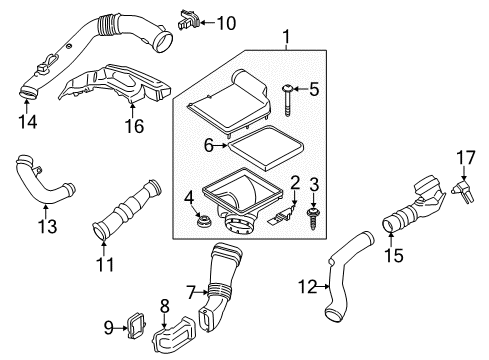 2014 BMW ActiveHybrid 7 Filters Charge-Air Duct Diagram for 13717582314