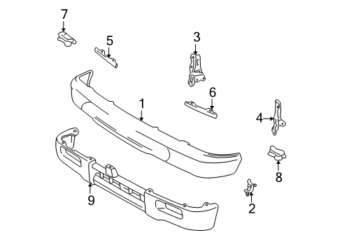 1996 Toyota Tacoma Front Bumper Arm Diagram for 52012-AD010