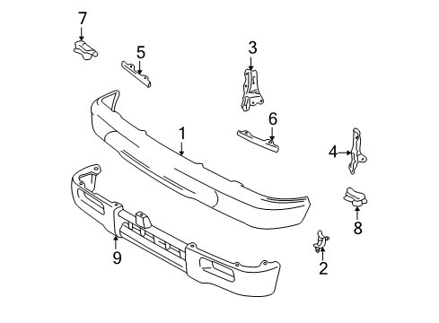 1996 Toyota Tacoma Front Bumper Filler Retainer Diagram for 52523-35020