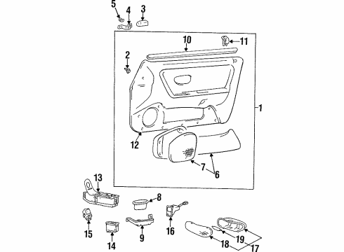 1998 Hyundai Sonata Front Door Power Window Main Switch Assembly Diagram for 93570-34050-FG