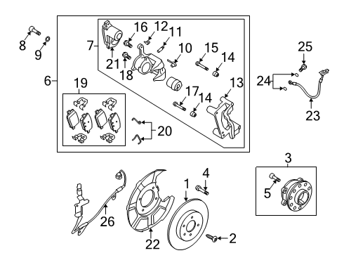 2020 Hyundai Palisade Brake Components Front Disc Brake Pad Kit Diagram for 58101-S8A00